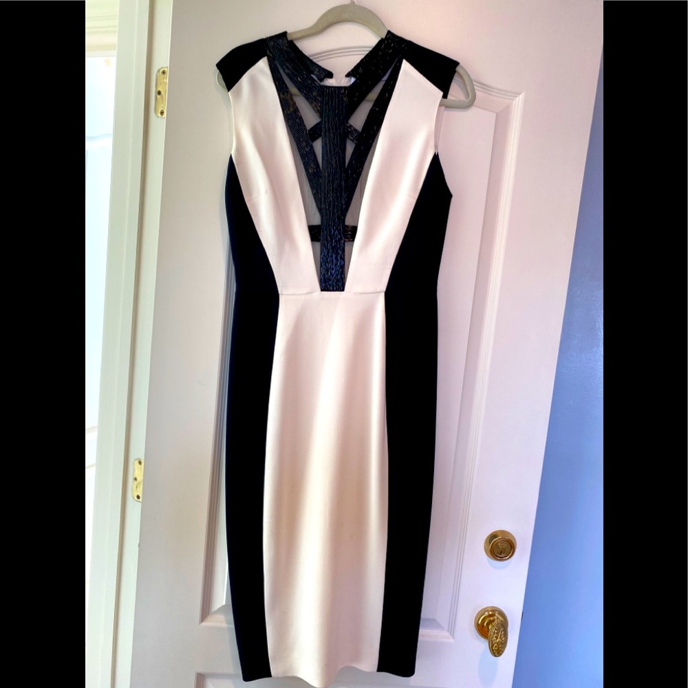 Black and white cocktail dress